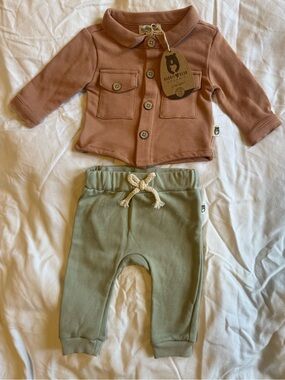 Babbit & Bear Kids Matching Set - Dusty Rose Top & Sage Green Pants